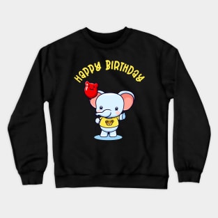Cute Elephant Balloon Happy Birthday Gift Kids Crewneck Sweatshirt